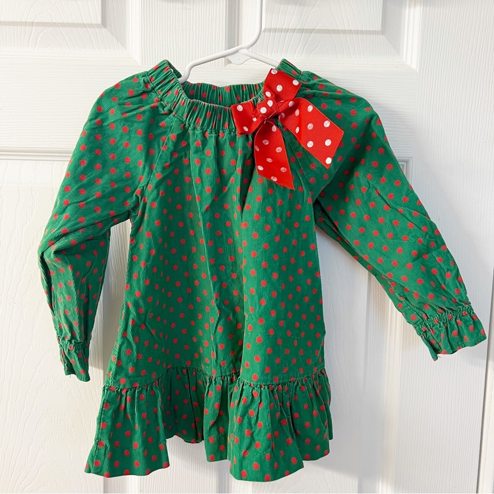 Peaches N Cream | Green Polka Dotted Corduroy Ruffled Top